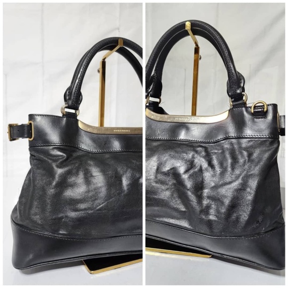 Authentic Burberry Leather Metal Tote Bag Black - Picture 9 of 13
